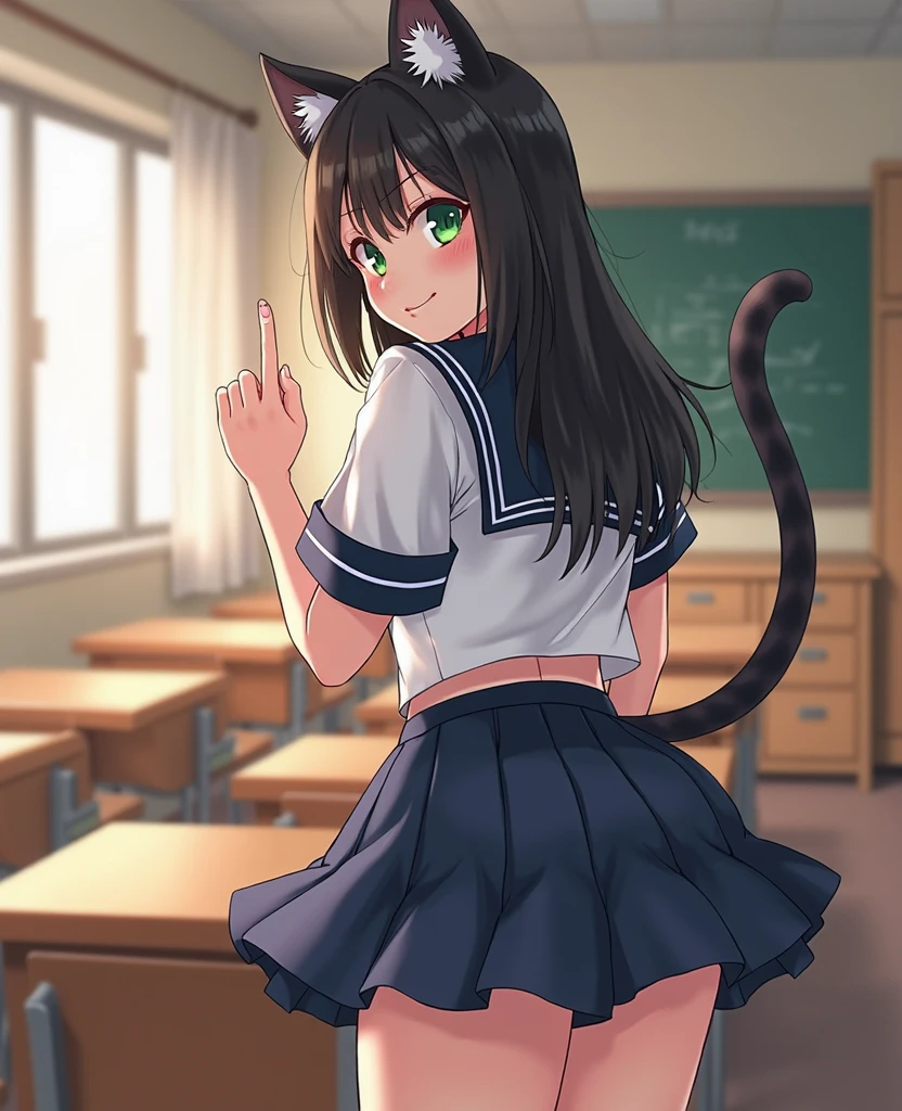 high school girl、Dressed in high 、School classroom、(Big Breasts)、Grinning face、There is only one person、((((独奏))))、(one girl)、smirk、