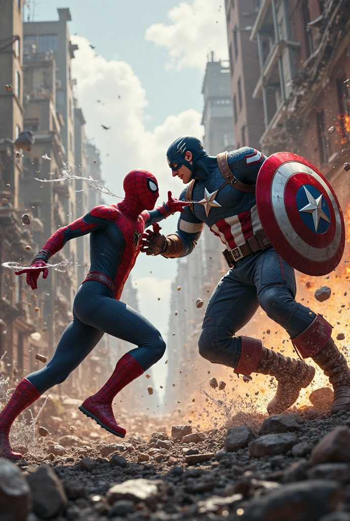 Spider man fighting with captain America