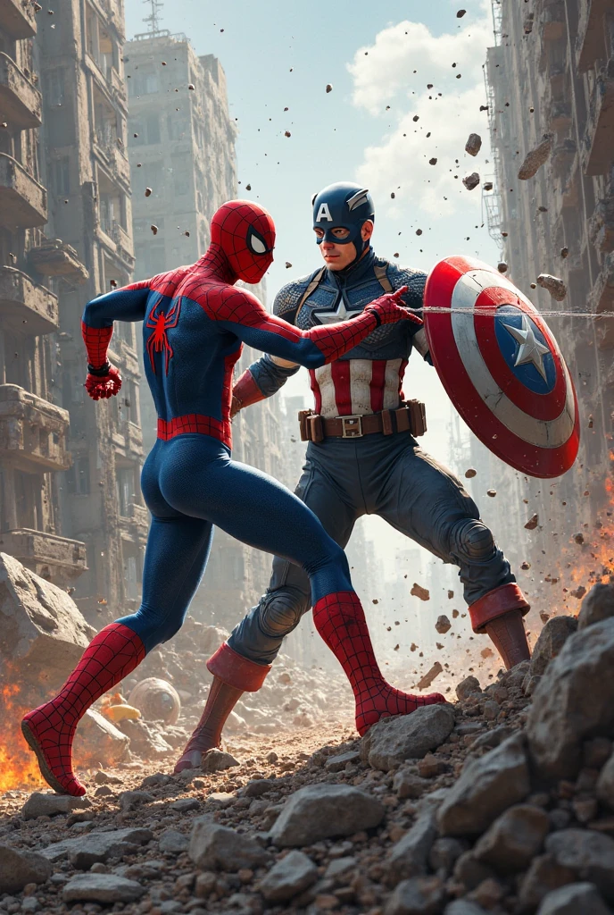 Spider man fighting with captain America