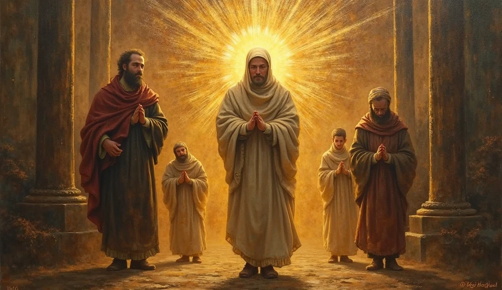Jeremiah calls the Israelites to repentance, The Cry of the Prophet,Gatherings with large numbers of people, papyrus,Weathered parchment,Old gowns,,History reference,High-quality artwork and details,Realistic portrait style,Subtle color palette,vibrant background,natural textures,Deep Shadows,Subtle highlights,Historical accuracy,meticulous attention to detail,Emotional depth and intensity,Authentic Representation,Thought-provoking,Spiritual atmosphere,A Sense of Ancient Wisdom,Profound impact