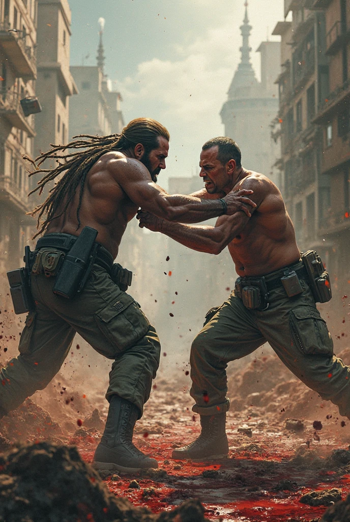 Create two men, one kidnapped and the other the kidnapper. Both are military personnel from countries at war.