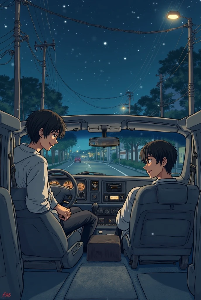 Handsome little boy in sweatshirt(Cartoon feel)The one with his back to the roof sits,looking at the distance,Look into the distance(themoon)(Clouds, Blue sky, Sunset)expression sad, Sadness and reflection on life(grieves)Depressed(There is a sense of picture)Good effect,Nice background and beautiful scenery,Pictures have colors(The little boy is the main thing,Put big boys and little boys)