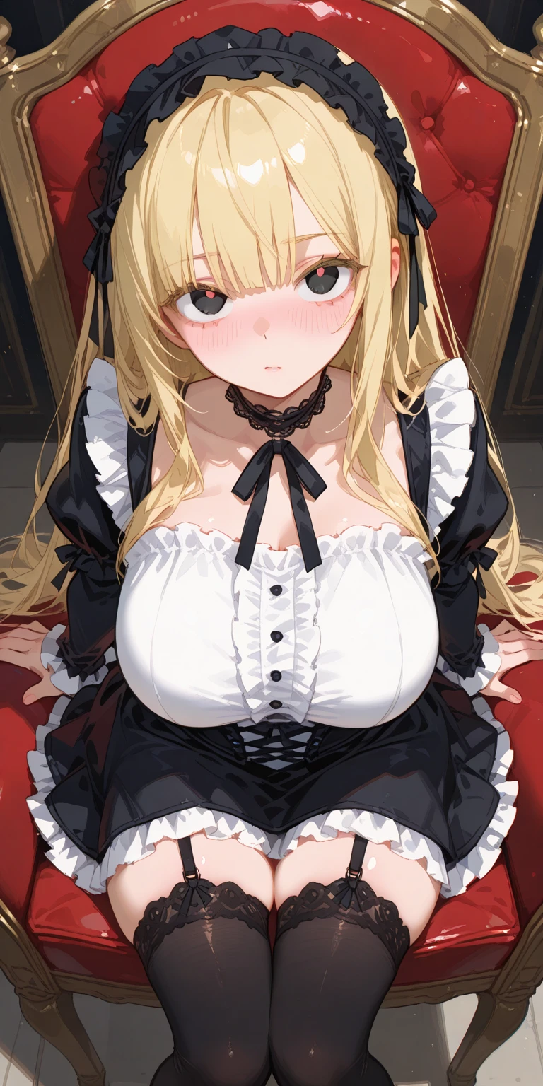 (The highest image quality), (Master's work), (Detailed description of the eyes), (Detailed description of the face), 1 girl, yellow eyes, Shiina Mahiru, yellow hair, (very long hair), very long hair, black evening dress, Like, face showered with Like, NSFW, Missionary Pov, sex, missionary, visible shoulders, blushing, cleavage, big breast, bed, Indoor, bedroom, “Woman, front, shy, expression, scene, Calling attention, modern, focus, realistic lighting, extreme blush, lustful