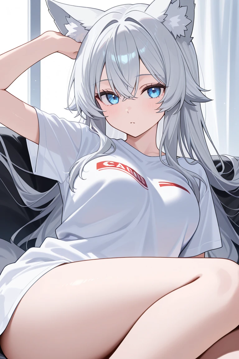 (best quality, masterpiece), 1 girl, centaur, It takes, White skin, Korean , exposing the abdomen,belly button t-shirt, 아름다운 소녀 perfect white tiger photo, perfect white tiger photo