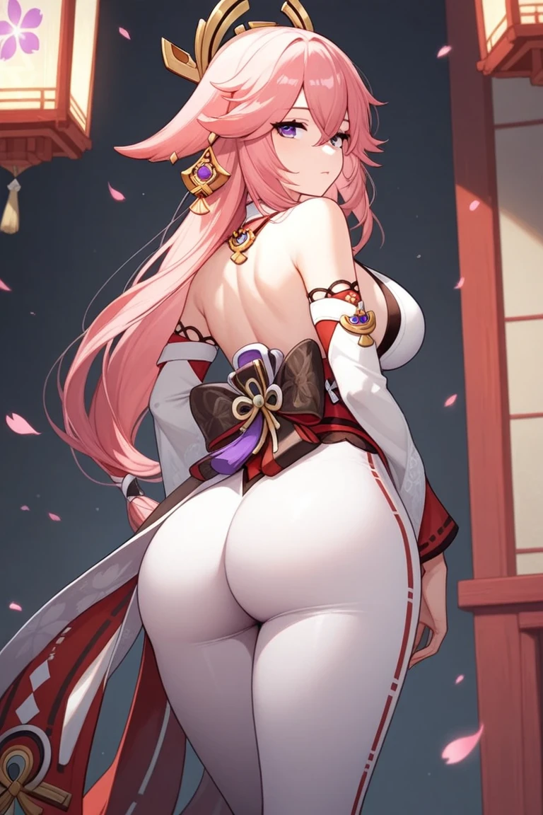 Genshin Impact yae miko fart blushing and crying Kneeling with your ass facing me and pooping a lot Pee