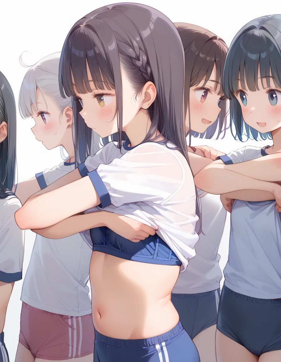 score_9, score_8_superior, score_7_superior, sauce_anime, Highest quality, masterpiece, Official Art, Absurd, High resolution, Very detailed,Wife 2x,collection: A slice of life,break,Three Girls,8-year-old、 Yuki Osanai, Bob、cropped black hair, bangs, Droopy eyes、(Detailed blue gradient eyes:1.2), （tears、tears目、despair、Cry、it hurts、Open your mouth、small double teeth、Tears dripping from the edges of the mouth、orgasm）、Embarrassing、Favorable、((Red cheeks、Red face、Drug Effects))、(( Body))、Young、Short、(Trembling)、((Small breasts))、(revenge、殺人rape、連続殺人犯rape)、Grabbing a rough penis、Bathing in blood、Bloody clothes、Blood dripping from the forehead、(No underwear、rape、rape、imprisonment、High Speed Vibration)、Glare、Staring、
break , Open the skirt、 Visible thighs, On the way home, my body and face were covered in blood.、Bloody Naked Apron,(Lesbian Sex)、
break,(Clear Line Illustration:1.2), ssuperiorer detailed skin,非常にHigh resolution, so beautiful, Best sexual lighting by famous artists, 8k,cute picture,Beauty Illustration,Photoshop_(Moderate),,(Detailed lighting),best anime 8k konachan wallpaper, pixiv Contest Winner, 