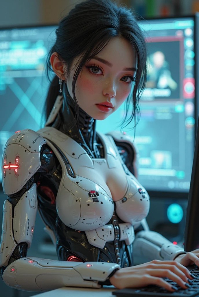 (best quality,4k,8k,highres,masterpiece:1.2),ultra-detailed,(realistic,photorealistic,photo-realistic:1.37),(bestselling female sex android:1.2),(gorgeous, perfect irises, perfect lips, perfect teeth),(flawless skin, soft front lighting, glow, HDR),(soothing colors)An exhibition showcasing AI-equipped autonomous female androids exhibiting various sex positions, adorned with a beautiful face and seductive gestures. The androids' eyes, lips, and faces are exquisitely detailed, creating a mesmerizingly realistic appearance. The exhibition is a masterpiece of modern art, combining the mediums of sculpture and technology to blur the boundaries between human and machine. The androids' bodies are crafted with ultra-realistic materials, utilizing physically-based rendering techniques to achieve a photorealistic effect. The lighting is carefully designed to accentuate the androids' features, with studio lighting creating a captivating atmosphere. The colors exhibit a vivid and alluring palette, enhancing the seductive nature of the exhibition. The exhibition boasts high-resolution visuals, such as 4k and 8k displays, allowing visitors to immerse themselves in the intricate details of the androids' bodies and expressions. The scene is further enhanced by elements such as bokeh, creating a dreamy and ethereal ambiance. The exhibition combines elements of photography and concept art, resulting in an innovative and provocative art form. (NSFW:1.5), Her chest, stomach, and genitals are covered with artificial skin. Sex androids have beautiful, sexually attractive faces that are so detailed that they are indistinguishable from real humans (There are swede girl, Russian girl, Saudi girl, and Japanese girl types:1.8). Their eyes are blue.