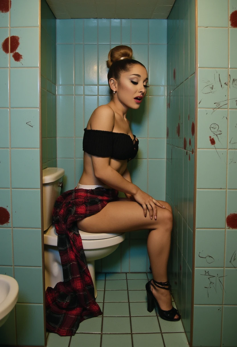 1 girl, w3dn3sday, in toilet, wearing lingerie
