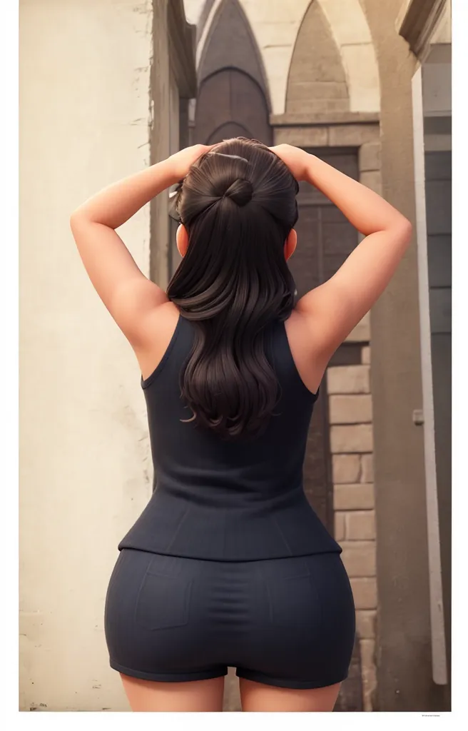 one girl、Perfectly styled body、Beautiful woman、20talent、ash gray hair、french braid、healthy body、Beautiful back view、fascinating butt、big ass、tight mini dresses、slender and long beautiful legs、knee socks、(From the back, from below:1.7), with backlight, night view:1.4,(((masterpiece:1.4, highest quality:1.4, 8K, ultra high resolution, Physically based rendering))), portrait