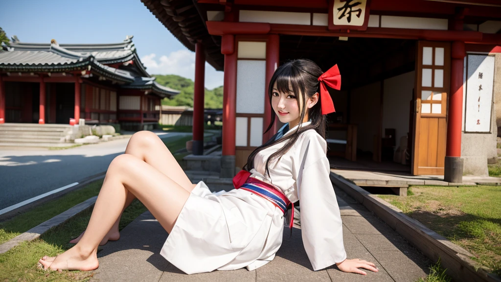 (8K, HDR, High resolution), ((((Full body photo,Raw photo, Hyperrealism, masterpiece, highest quality, ultra High resolution)))), (Pin Light, Backlight,Cinematic Light), (((日本のShrine maidenの衣装,Shrine maiden,Red Hakama,日本のShrine maiden風),Japanese-style room,Sitting with legs apart,Camel Toe,Panties digging into pussy)), (Hyper Detail, finely), 1 Korean Idol, (((Shooting from below,I can see her pussy through the gap in her hakama,Angle to see the pussy:1.3))),A provocative smile,Archaic Smile,Ahegao,Beautiful Goddess,Small, plump lips, Straight and cute nose, A little redness on the cheekbones,Long and beautiful eyelashes, Narrow waist,Perfect Style,Very heavy chest,Huge breasts,Huge breastsの谷間,Cleavage