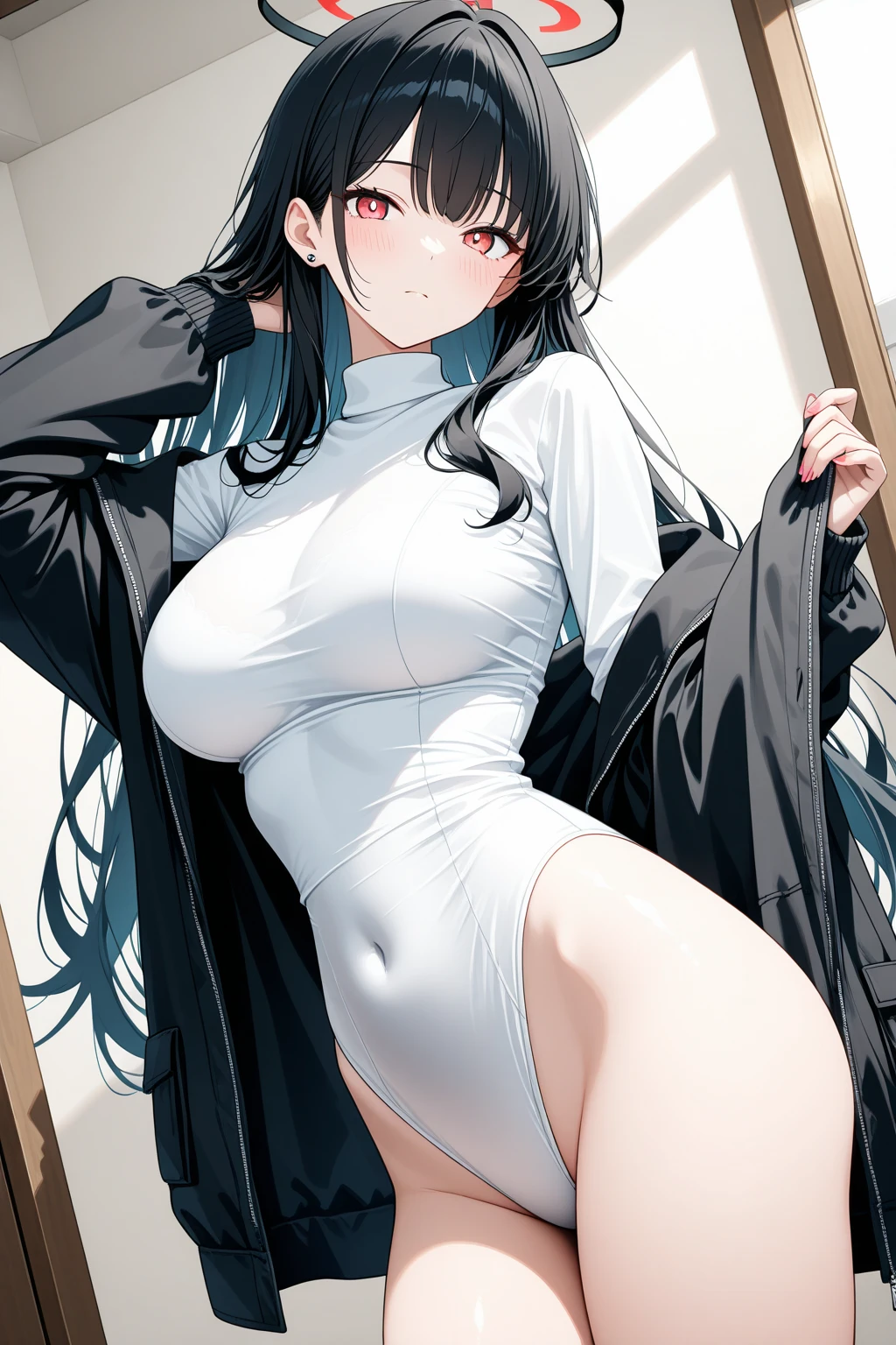 realisticlying、22-year-old girl、Face Real、Close-up looking up from below、Wearing a sheer tight-fitting long dress、Emphasis on the thighs、sexly、Face smile、feet out of frame