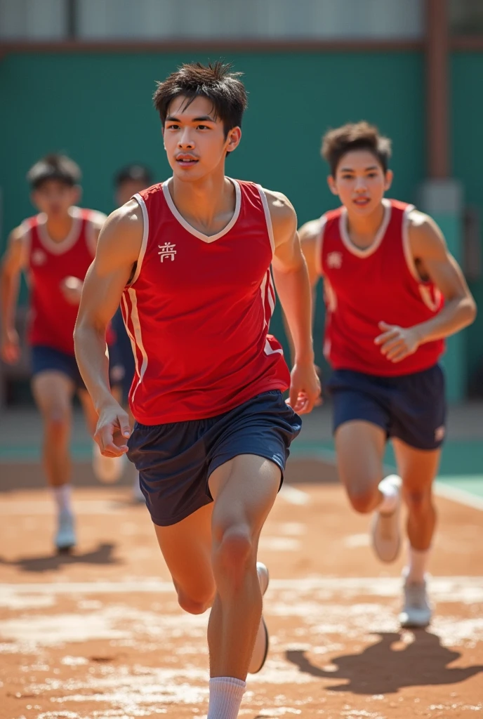 Photo Quality、A lot of cute handsome men、Mash Hair、Japanese male, 、Completely naked、Full nudity、erection、Huge penis、Highest quality、Realistic、beautiful、Running in the schoolyard、完全Completely naked、Back view