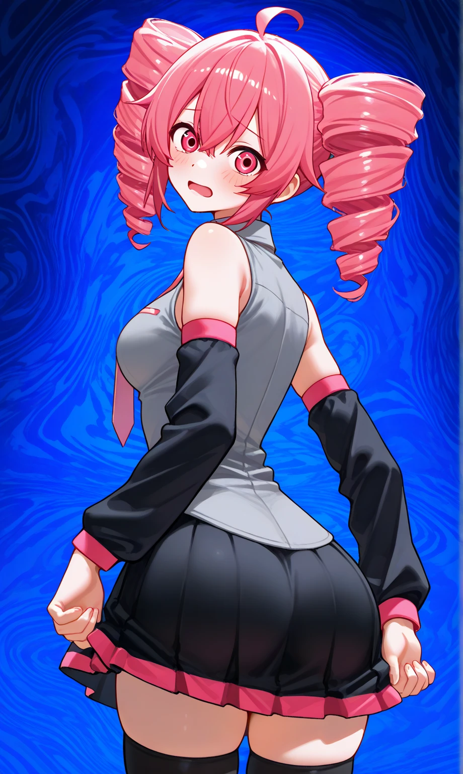 (Masterpiece:1.2), (4k wallpaper:1.1), (Best quality:1.1), (High resolution:1.2), HxHmachi, 1fille, seulement, cheveux roses, (bunnysuit, pantyhose, high heels:1.2), (lipstick:1.1)