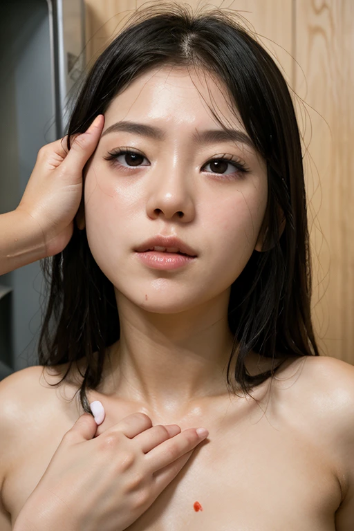 (table top、highest quality、8k、Award-winning work、ultra high resolution)、one beautiful woman、(nude:1.2)、(Face covered with a large amount of semen:1.5)、(A woman covered in a large amount of semen:1.1)、(hair covered with a lot of semen:1.2)、(The expression of sexual climax staring at me:1.1)、(black hair:1.1)、(close up of face:1.5)、(very sweaty and flushed face:1.1)、(hair drenched in sweat:1.2)、(Hair soaking wet and clinging to your skin:1.2)、(sweaty and damp skin:1.2)、(Skin moist and shiny with sweat:1.2)、ultra high definition hair、Ultra high definition beauty face、ultra high definition hair、(completely closed lips:1.1)、Super high-definition sparkling eyes、輝くultra high resolutionの美肌、ultra high resolutionの艶やかな唇、(the look of orgasm looking at me:1.1)、Elegant and beautiful hairstyle、blurred background、accurate anatomy、romantic love feelings、The most romantic and moody atmosphere、(The simplest pure white background:1.5)