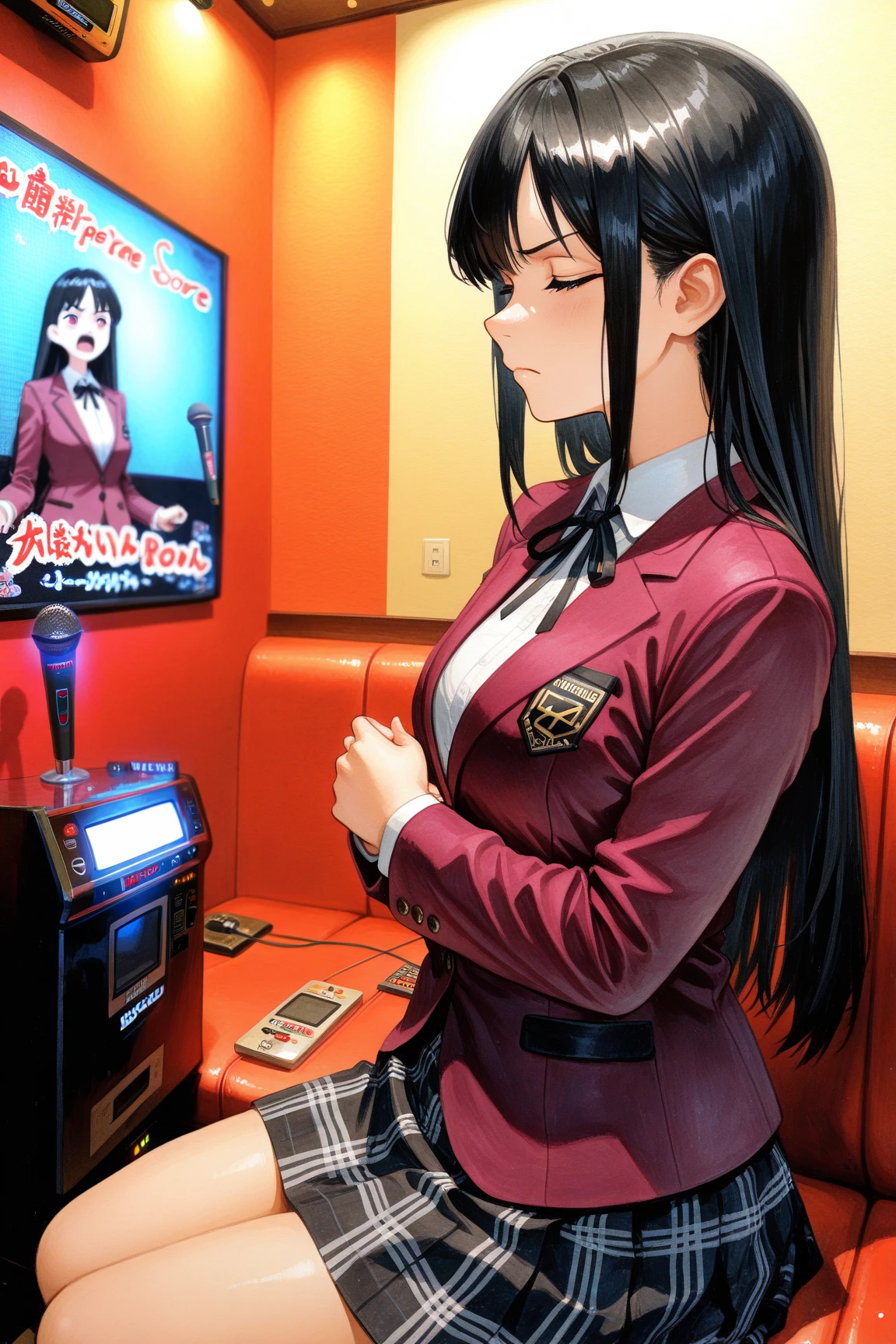 photo cute anime grirl, cute, close up, entire, drawing, manga, night, retrowave scene, anime, 16x9, city night, students, arcades, scantily clad girl, photogenic, exhibitionist, 2d, colorful, arcade, a girl in a city, anime characters, anime style, 2d, drawn, not 3d, not realistic, Japanese school girl, perfect anatomy, voluptuous, sexy, beautiful, beautiful proportions, strange clothes, huge breasts, from the waist up, close up, varied scenery , vending machine, ramen restaurant, close-up camera, different angles, anime style, leaning against the wall, cell phone grip, with backpack on the back, long hair, lollipop in the mouth, strong makeup, closed scenery, not very wide, detailed, high definition , detailed background, evangelion, naruto, taiho shichauzo, konosuba, sakura, sailor moon, nami, epic
