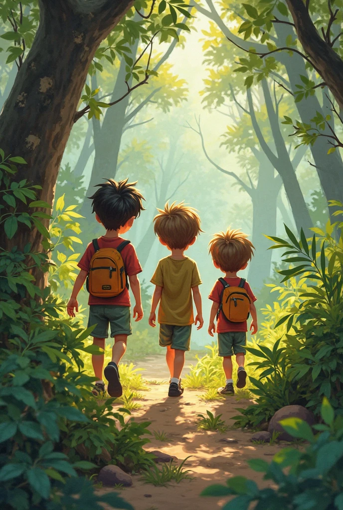 3 boys in the forest