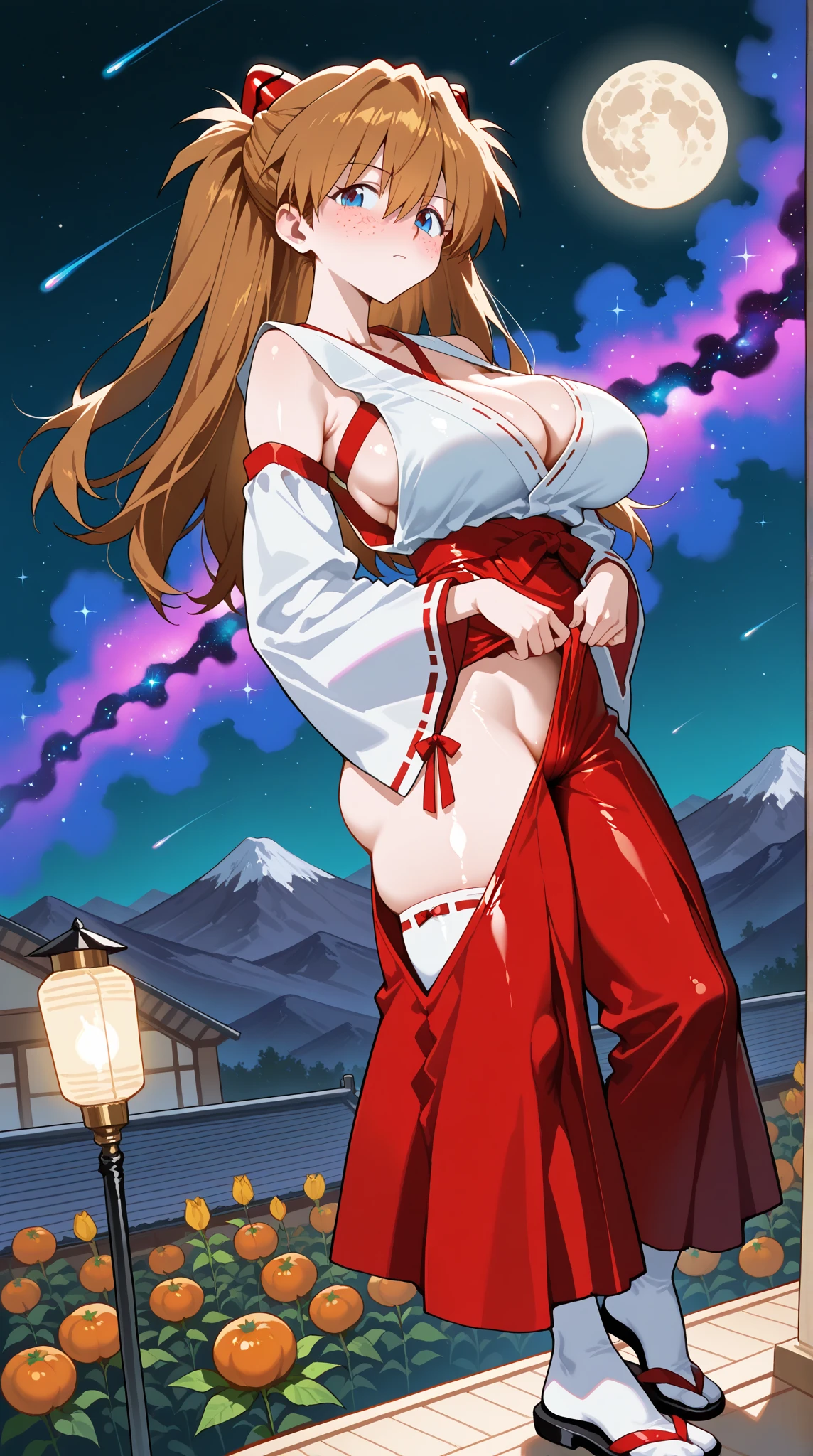 masterpiece, best quality, beautiful art, high resolution, well formed hands, body and fingers, 1 woman, solo, Imaizumi Kagerou, wolf ears and wolf tail, adult, hair ornament, big breasted, cleavage full body, long hair, white_kunoichi_dress, sleeveless, white stockings, gorgeous legs and thighs, dancing seductively and erotically, turning backwards and forwards, showing her back and front, showing her butt, t-back,, white thong, smiling joyfully, looking at the viewer, flirting, beach environment