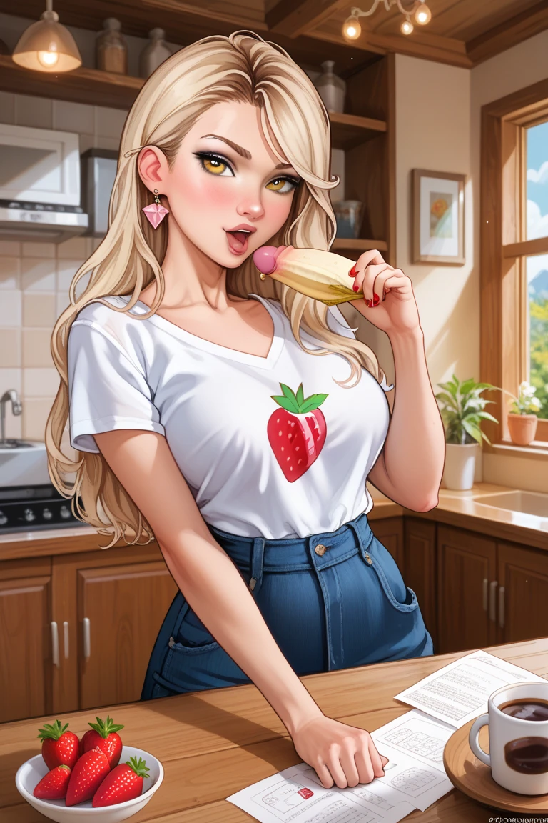 wet and wild, t-shirt, hotpants, strawberry blonde