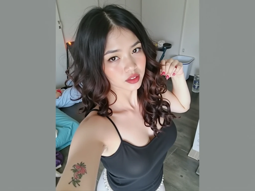 there is a woman with a tattoo on her arm posing for a picture, cindy avelino, girl portrait, angelawhite, violet myers, ayahausca, sie boob, sexy face, 2 2 years old, 18 years old, 21 years old, inked, thicc, leaked image, 2 3 years old, 2 7 years old