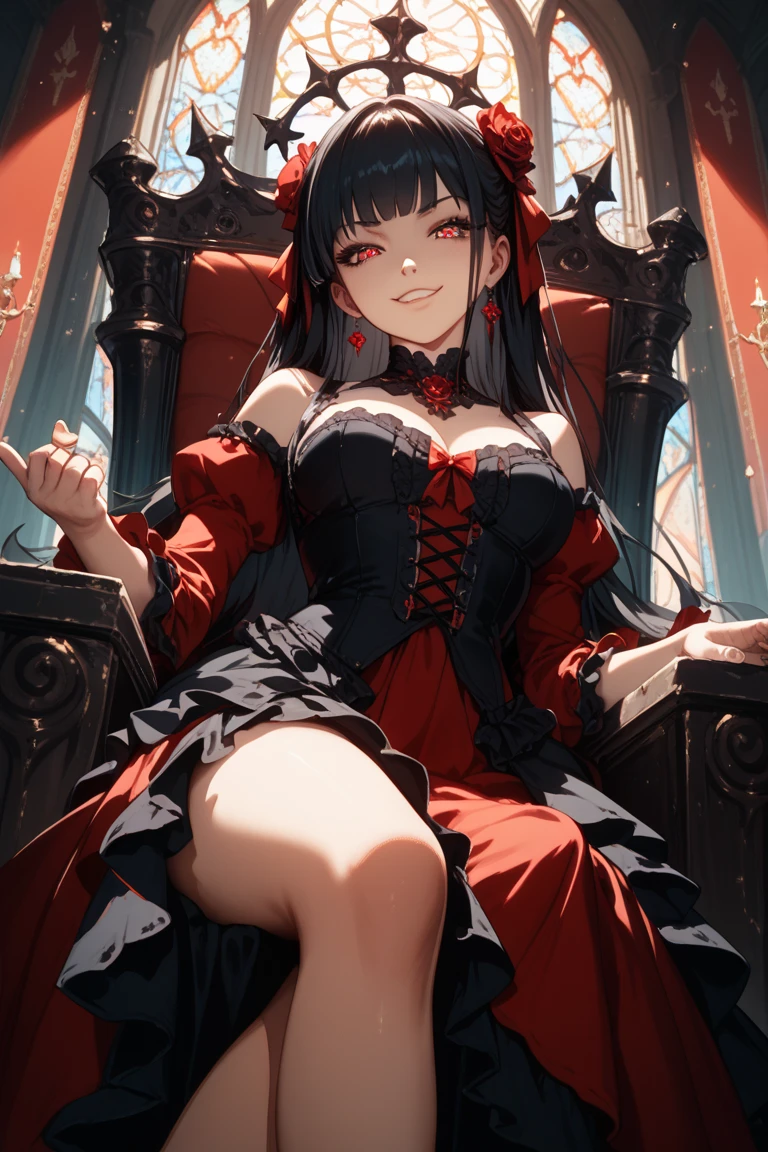 tiara, Princess, ring:1.5, Golden Staff, Throne of Power, (masterpiece), highest quality, Tohsaka Rin, 1girl, uhd, retina, masterpiece, ccurate, anatomically correct, textured skin, super detail, high details, high quality, best quality, highres, 4K