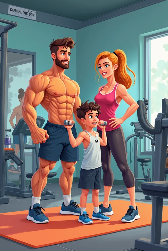 boy in his room looking at his trophies and pictures of bodybuilders like arnol cuban and ronnie coleman hanging on the wall 