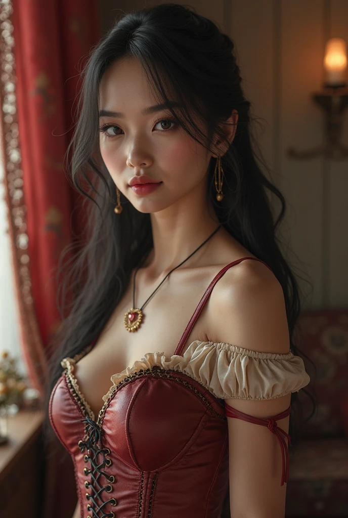 Ultra HD resolution，artistic photos，Professional erotic photography，((Kim Jisoo from Blackpink 2 very sexy, Long messy hair,  Ultra realistic cold skin, She was wearing a very sexy medieval renaissance arabic dress at a renaissance fair.)), exposed cleavage & belly button, ((posing like a supermodel )), at a renaissance fair in Florida, smiling at the viewer, captivating eyes, Red lips naturales, Attention to details.perfect breasts, Nice cleavage, seductive poses, Red lips, Whole body, frontal nudity, pink nipples, Princess, imitation jewelry, hair ornaments 