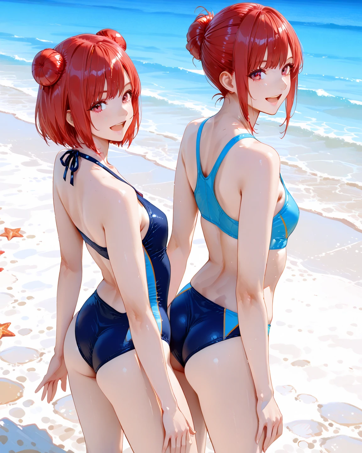 ((best quality)), ((masterpiece)), (detailed),High quality, Ultra detailed, best quality, insanely detailed, beautiful, masterpiece,
(One Girl),16 years old, (messy short hair),red hair,student,summer,sea side, (red colored bandeau bikini,(stripe),cowboy shot,a cup of gingerale, beach house)