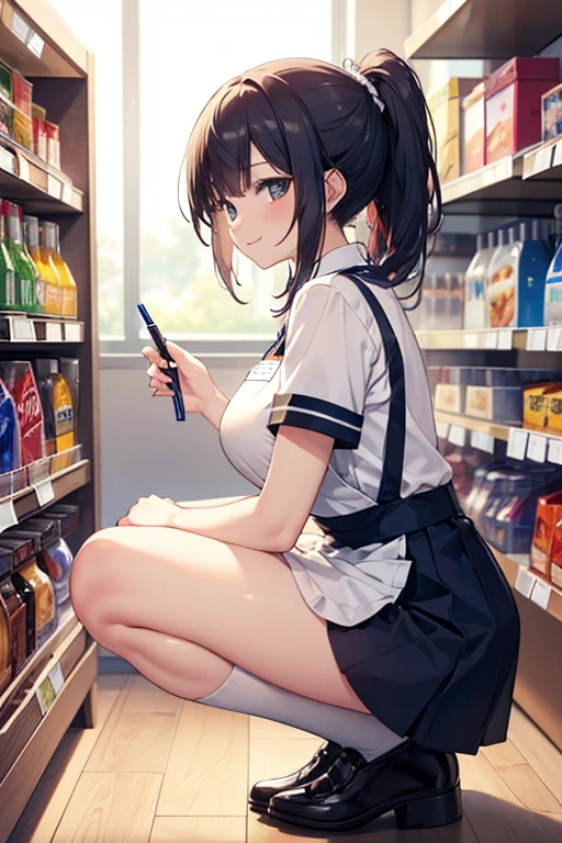 (nsfw:1.3),
(No sideburns),
(brown bob short bangs hair), (bob medium length hair),
(put your hair up:0.2),
(Gorgeous, voluminous cabaret club girl hairstyle),
(brown Princess bangs), (brown hair), (bob medium length hair), (middle_length waved hair), (vertical roll medium length hair), (bangs hair),
((Shaggy princess cut medium length tied at the back waved hair),
put your hair up,
Masterpiece, high quality, High resolution, extremely detailed, cute with glowing white skin, eyelashes and cute dark-brown eyes, Jewelry Accessories Anime, gorgeous background-centered composition,
(Best quality, 32k, photos of cute Japanese women),
(Raw photo: 1.2),
(Background is indoors Inside the store Adult shop book store DVD Shop AV actress poster),
White, black and gray interior,
White wall,
High concrete ceiling,
Concrete floor,
cool-lighting,
(Dark Background),
cool-lighting,
1girl and 1boy,
detailed face and breast,
17 years old,
tall,
(Schoolgirl Short Sleeve uniform Checkered mini skirt),
(uniformの上からエプロンを着て),
(Raise your hands high Put your hands on the wall),
(peek panties)
(A man puts his hand under her skirt and grabs her ass:1.2),
(close your eyes:1.3),
(Expressions of pain:1.4),
(Squirting),
(peek camelto pussy public hair),
(Close-up :1.3),
(backshot),