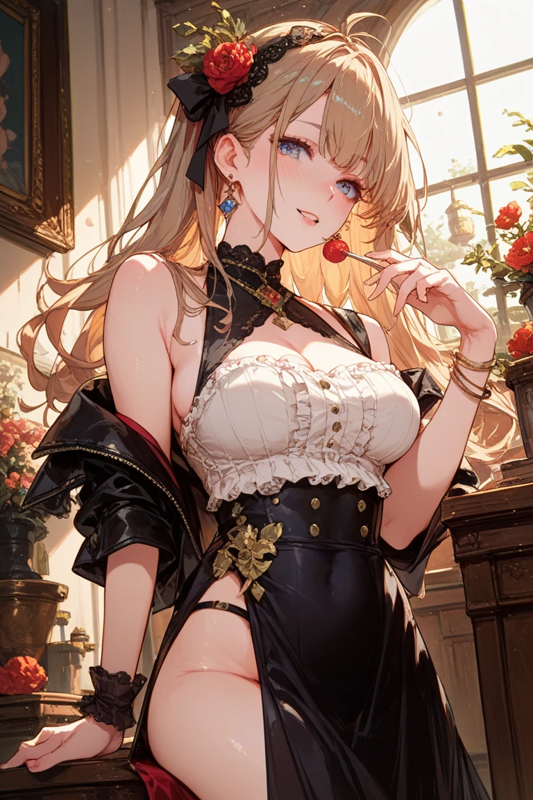 ​masterpiece、top-quality、Jean(GenshinImpact)、Hoyoverse、Mondo Region、Rin々Right、blondehair、Black Ribbon Ponytail、Western、knights、Large breasts、Clothes with open chest