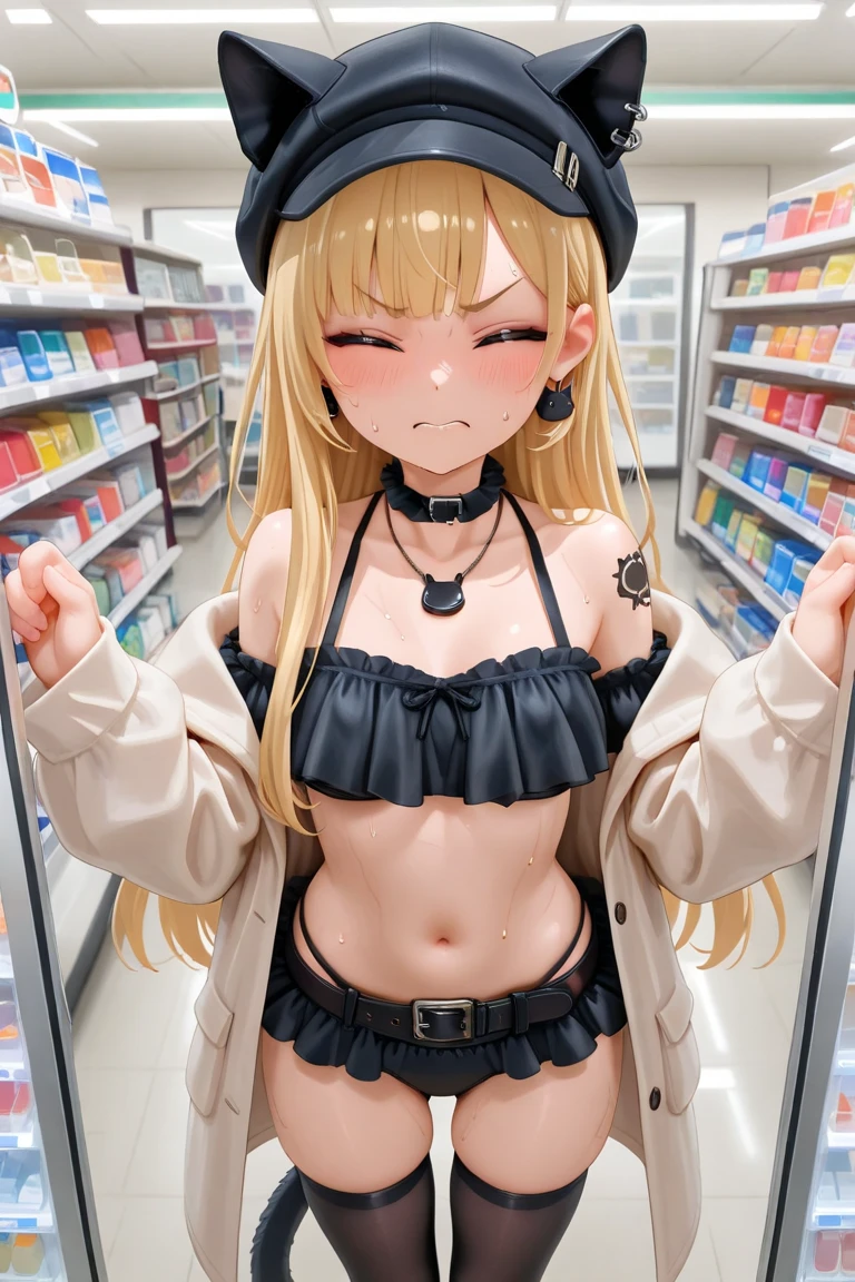 Shopping at the supermarket、There are items in the basket、Pick up and select the product、Merchandise Shed、Have a basket、Inserting a vibrator into your、shame、blush、Pussy juice overflows from the pussy、The vibration of the vibrator makes her pussy juice drip、Vibrator Masturbation、Horny girl、、Her pussy juice is dripping all the way to the floor、Stringy pussy juice、A young girl with a baby face、Sheer lace dress、Lace Stockings、Brat