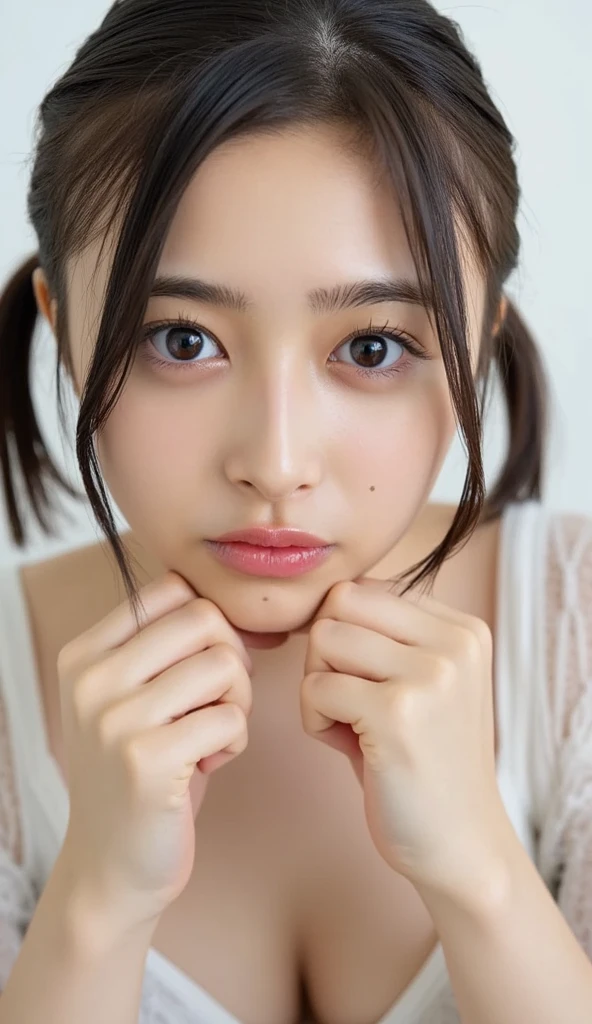 8K、cute、Adult Girls、detailed、Braid your hair in an intricate way、Twin tails