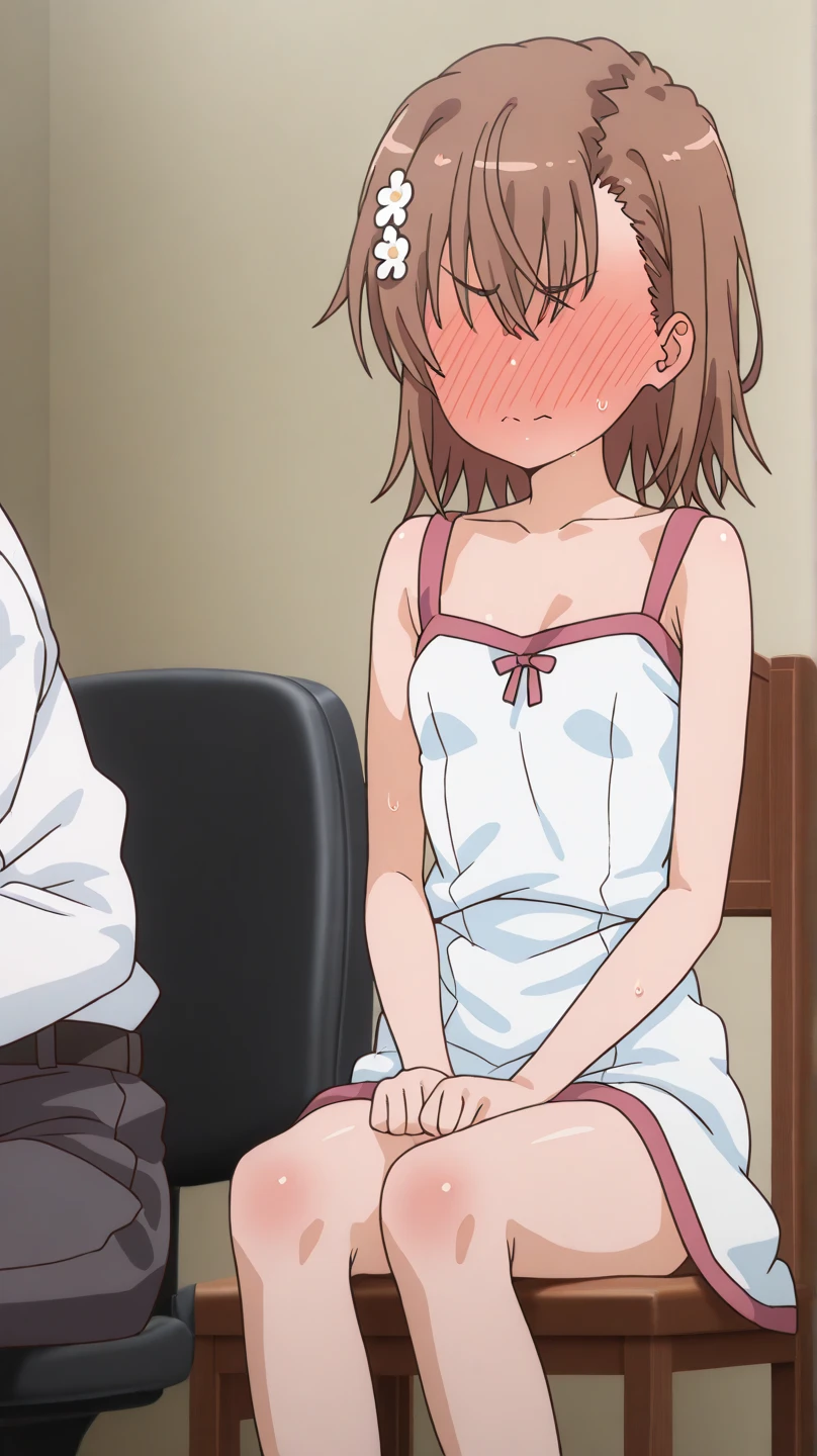sayuogiwara, Sayu Ogiwara, brown hair, (brown eyes:1.5), medium hair,beautiful breasts, pubic hair, high quality,nsfw,disheveled hair,shirt,{{{{{peeing}}}}},squatting, park