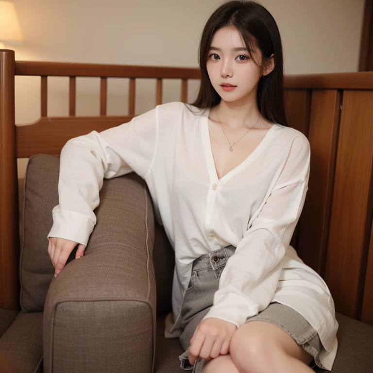best quality, masterpiece, Ultra-high resolution, (Reality: 1.4), original photo, 1 Girl, Mature, White JK, Movie Lighting