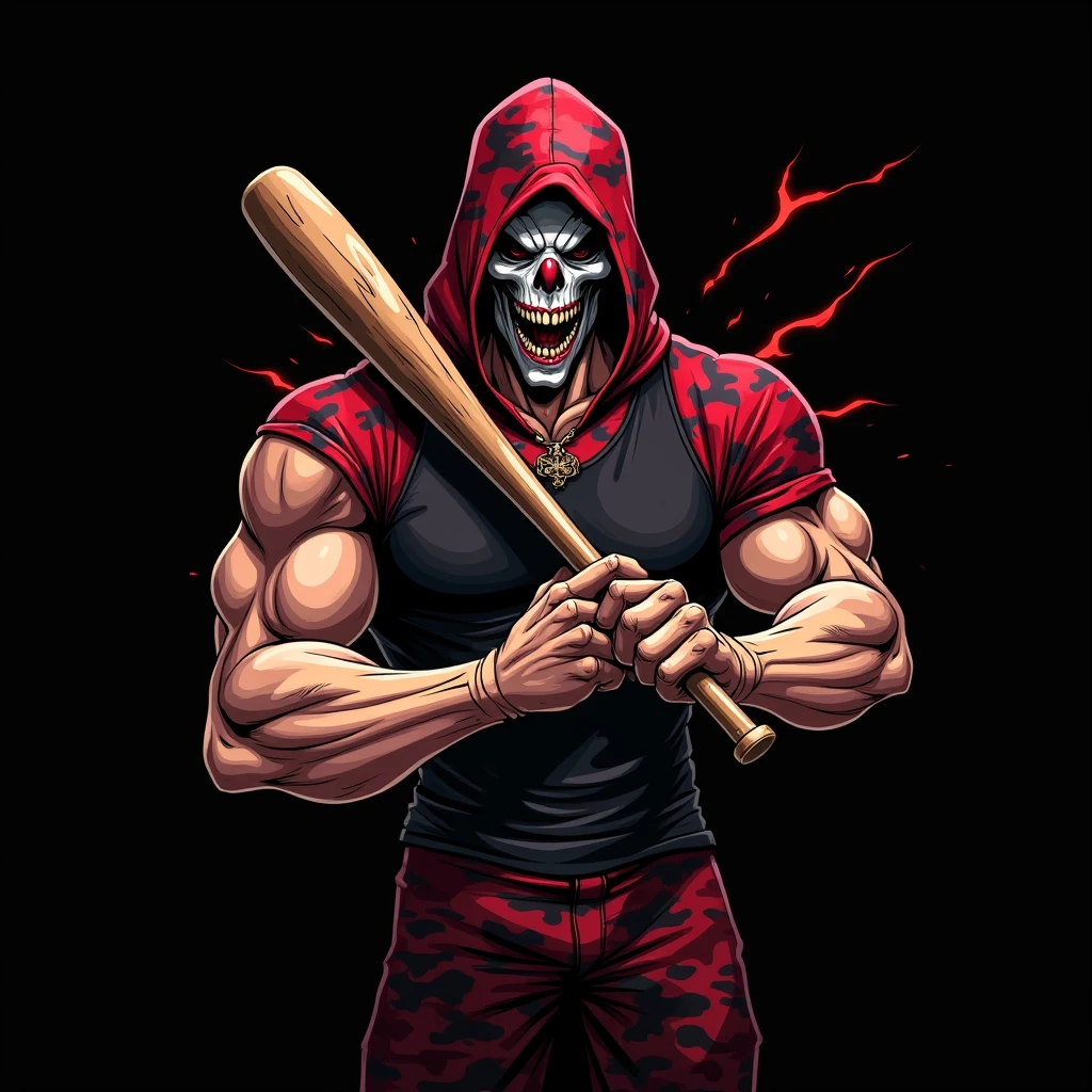 Fighting game style skull head, Hip-Hop Style, t shirt design, flat-colors, vectorial art, ((black backdrop)) . dynamic, Vibrant, full of action, detailed character design, reminiscent of fighting video games