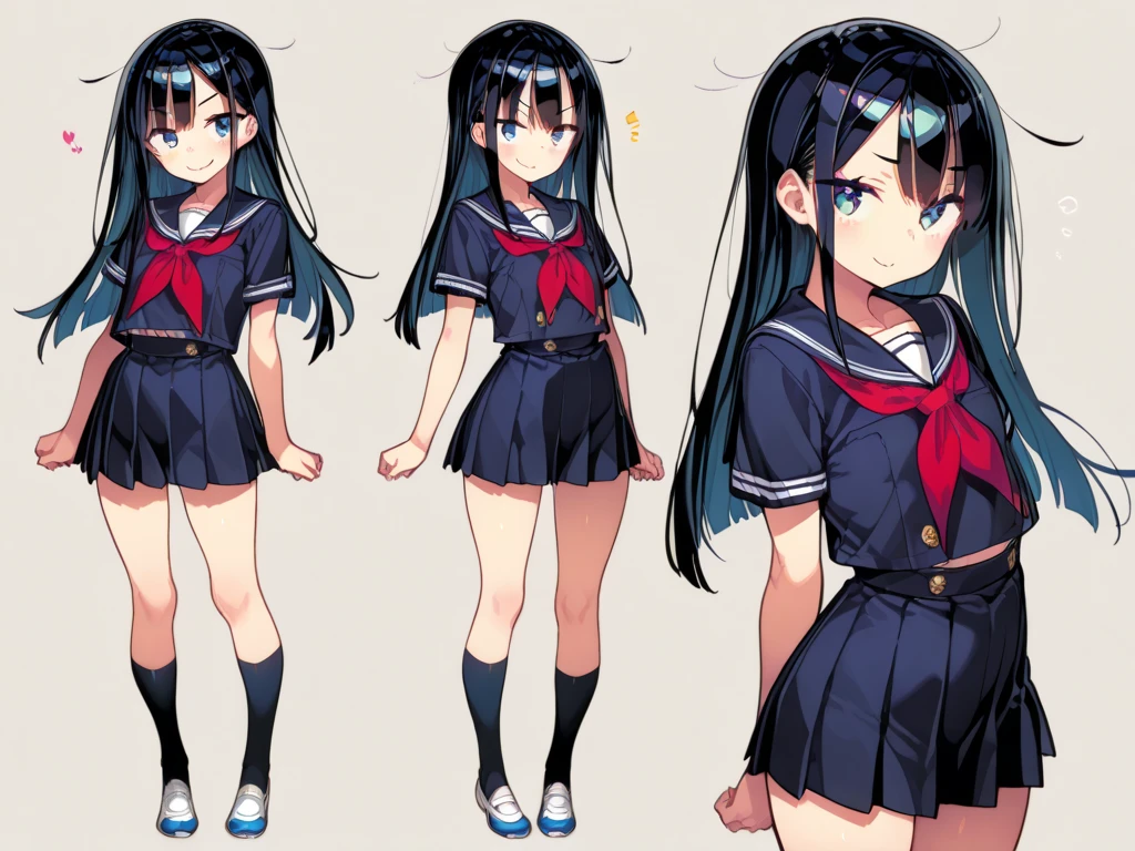 Micro bikini, student council president, ponytail, black hair,One person,older sister,Sailor suit,alone