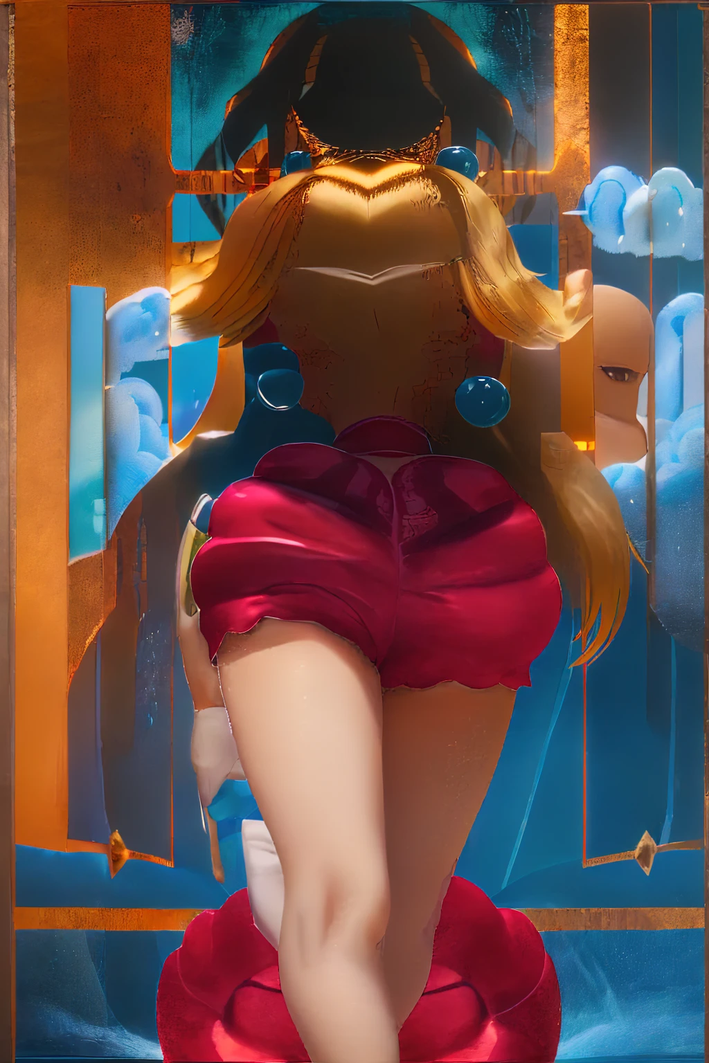 Princess Peach, Sexy, Big breasts, cute smile, marked pussy, brasier, peach ((lingerie))