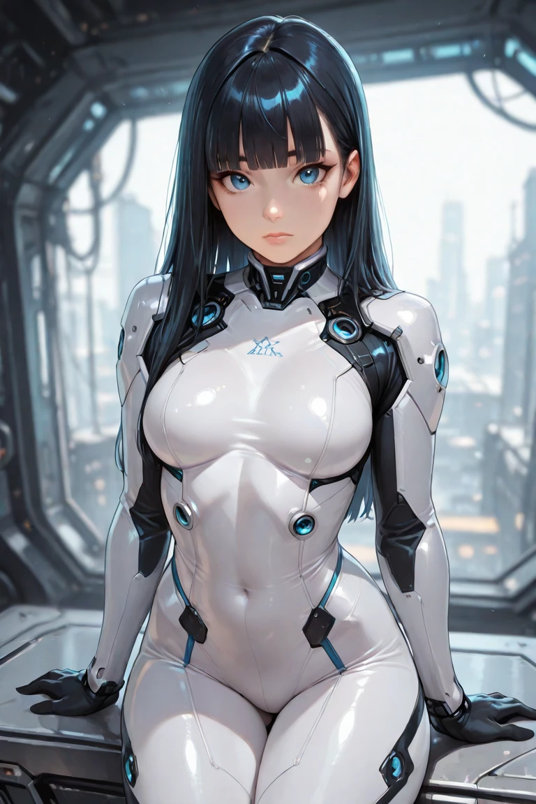 (realistic:1.4), (Raw photo)table top, highest quality, very detailed, (realistic:1.4), (8K, 4k, highest quality, High resolution, 超High resolution:1.1), 8K portrait,1 girl, Japanese アンdroid gid,Plump , announcer,Control panel,アンdroid,droid,mechanical hand, ,robot arms and legs, black hair,Machine body,dull bangs,white robot parts,perfect robot woman,charging spot,long tube,A thick cable was connected to his neck...,ceramic body ,Machine body, mechanical ear covers,アンdroid,robot humanoid,a little chubby,panties,full eyes,perfect machine body,white robot body,laboratory of the future,アンdroid factory,mechanical ear covers,white and light blue uniform,aqua accent costume,