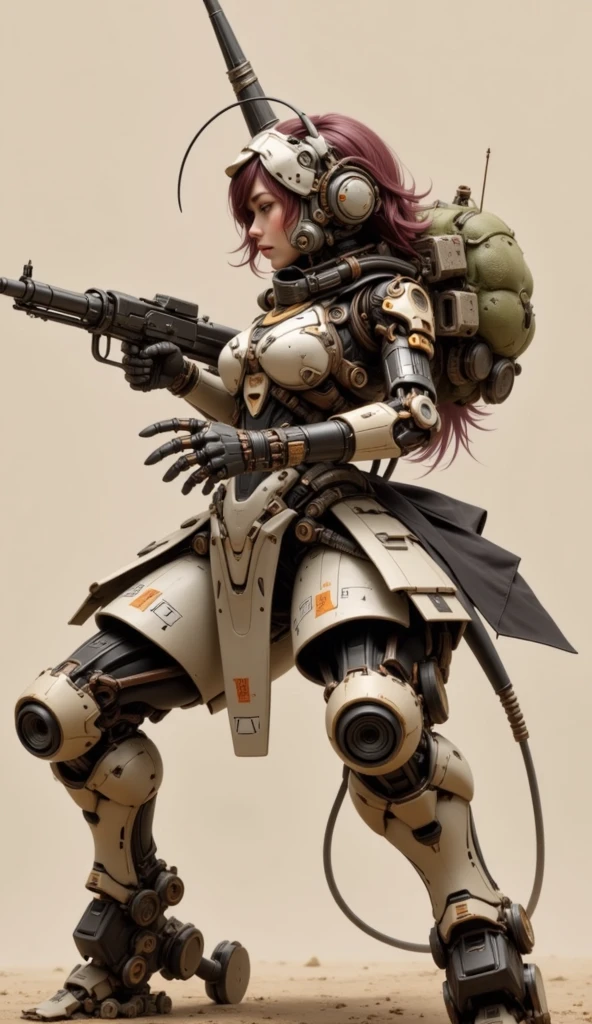 8k,Realistic Photo, Realistic Skin Texture, Superrealism, (WWII-like mechanical suit:1.2), collapsed city, heavy weapons,vivid textures,animal legs, gradation hair, japanese female soldier,(ultra beautiful face), ((super realistic all textures)), ((super intricate all details)), full body shot, ultra sharp photo result, Olive Drab color, scratch, Rust, weathering, steampunk, taken with Fuji film X-T30+Nokton. HDR10,Minimum of 4 pieces created