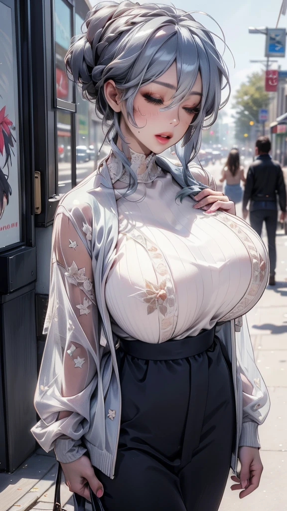 anime girl with big boos posing in the street, seductive anime girl, detailed digital anime art, detailed anime artwork, anime girl, attractive anime girl, guweiz, extremely detailed artgerm, realistic anime 3 d style, smooth anime cg art, beautiful anime girl, with a large breasts, beautiful alluring anime woman, anime highly detailed, anime girls