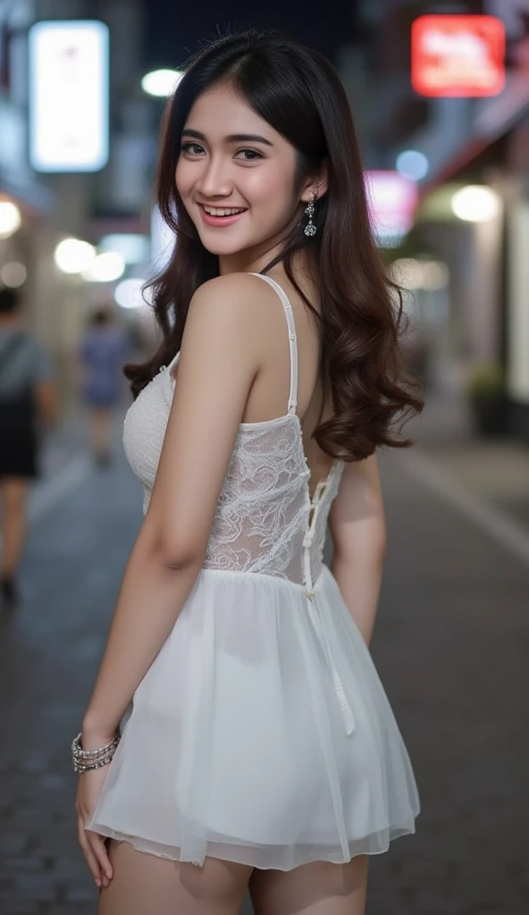 A cute little girl，Delicate makeup，dual horsetail，Wear a tight skirt that covers the hips，Wear low-cut clothing，Chest details，sexy boobs，cleavage