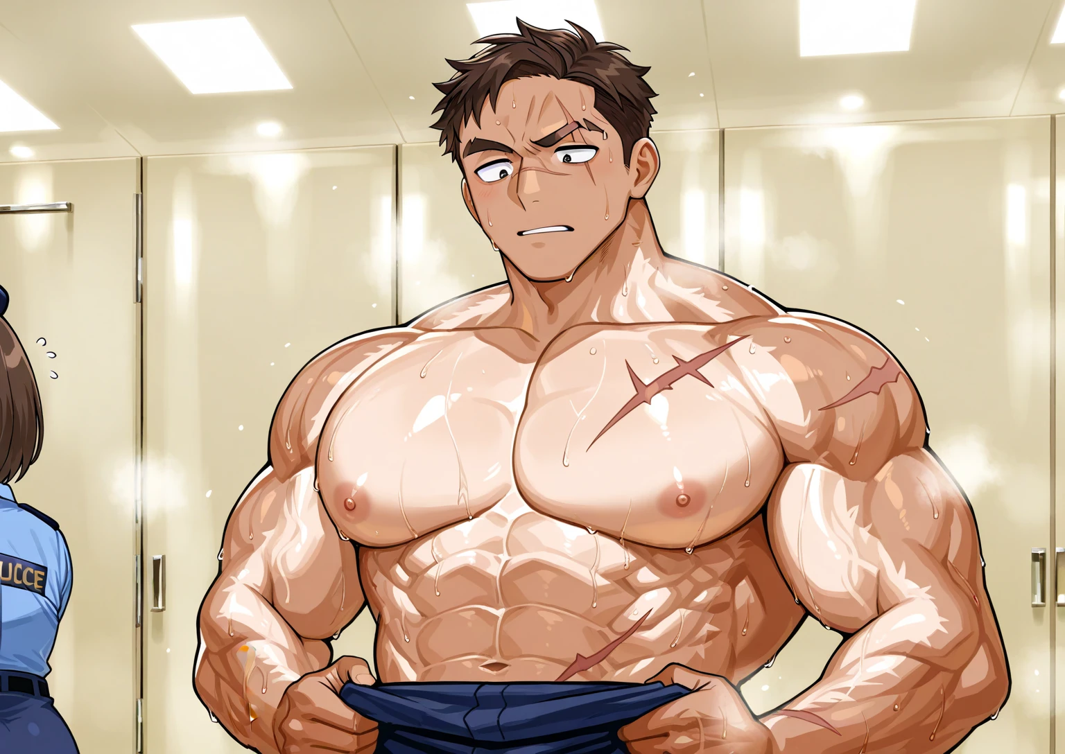 Ash Ketchum from Pokémon anime as a big dumb muscular bodybuilder jock in a locker room flexing and staring blankly as his eyes glow red under hypnosis as he repeats, "Bigger... Dumber.... Must obey.... More like a jock bro every day.... Yes, Coach. I obey. Huhuhuhuh...." in a deep mindless emotionless voice with his fellow hypnotized jocks to forget about Pokémon training and focus instead on training his own body and obeying his coach. Mouth dropped open. Hyper swollen bulging crotch. Hyper muscles. Toned muscles. 5% body fat. Big biceps. Big triceps. Broad shoulders. Big traps. Big lats. Big meaty pecs. Massive deltoids. Six-pack abs. Spherical glutes. Brainwashing. Hypnosis. Hypnotized. Bro. IQ drain. Dumber and dumber. Meathead. Musclehead. Mindless. Hypno. Mind control. Brain drain. Entranced.