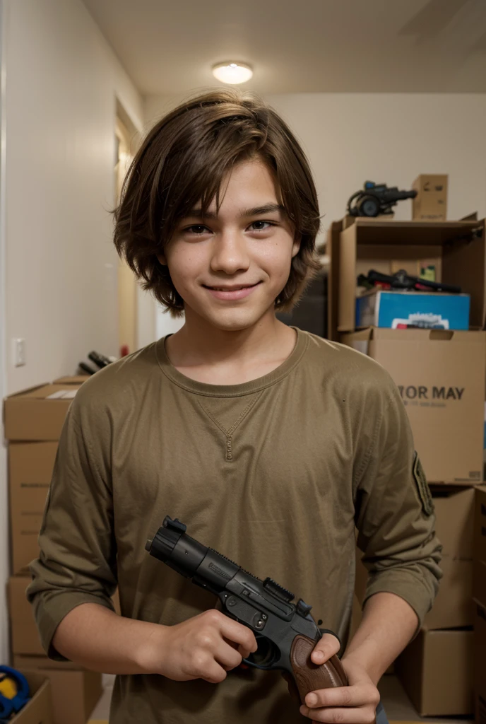 a boy with guns