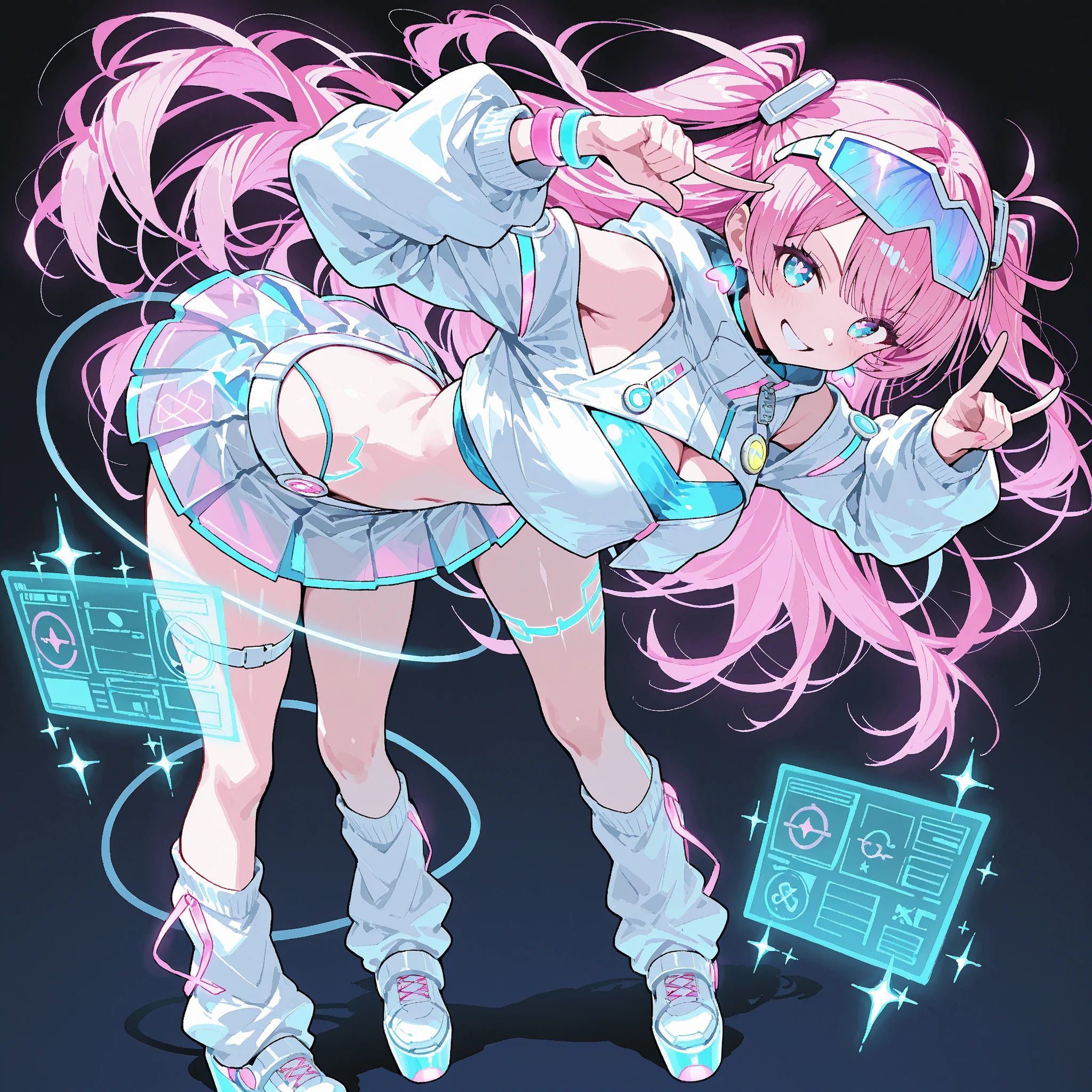 panty pull, eyeliner, thong, (short skirt), midriff long sleeve shirt, long hair, lilac hair, two tone hair, fuchsia hair, pale, nose ring,8k UHD anime art, (best quality, masterpiece, perfect face, beautiful and aesthetic:1.2, colorful, detailed, highest detailed face), from below, from behind, upskirt, presenting ass, public, arcade, arcade machine, neon lights, ass focus, leaning on arcade cabinet, solo, female focus, provocative, foreshortening,
<lora:Lilithine_Libida:1> Lilithine_Libida, orbitgood-SDXL fFaceDetail-SDXL HairDetail-SDXL