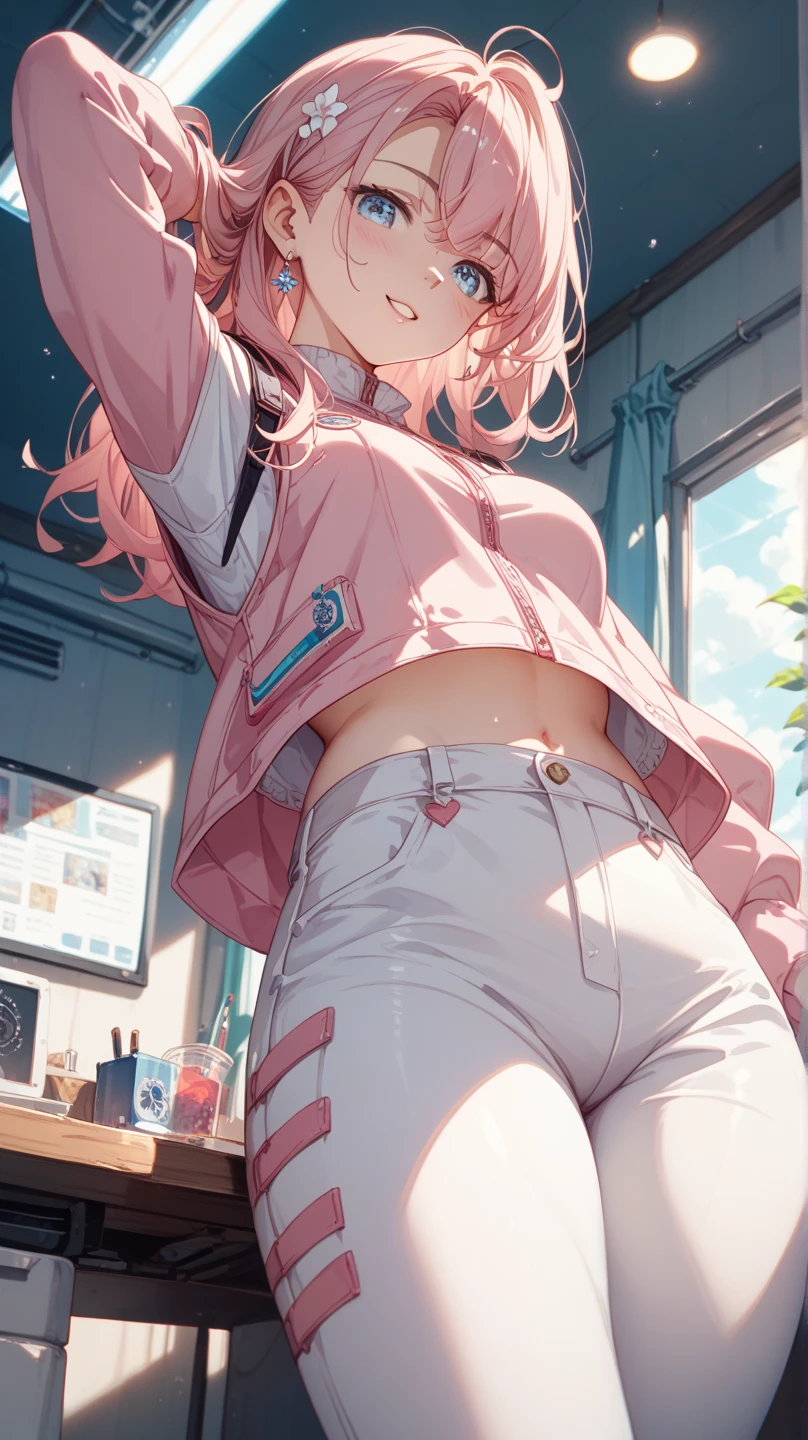 (Perfect Anatomy)、Mastepiece、Ultra High Quality、 8k、masterpiece、Highest quality、Ultra-high resolution、Maximum resolution、Very detailed、Professional Lighting、anime、Adult female、thin、so beautiful、Highly detailed eye、Highly detailed face、Golden earrings、Black Hair,、Pink eyes, , Braiding、Straight bangs, full body, standing, BREAK (Pink Theme:1.5), (oversized pink down jacket with white fluffy fur:1.5), (pink down jacket pull:1.4), (off shoulder:1.4), (pink nylon shine:1.3),
BREAK (white theme:1.4), (baggy white Thigh high boots:1.5), (tight latex white shorts:1.3),
BREAK (gray theme:1.3), (sleeveless knitted gray turtleneck sweater:1.4), (no sleeve:1.3), (accentuated breasts:1.2), (knit:1.2), (rim glasses:1.3), (earrings:1.2),
