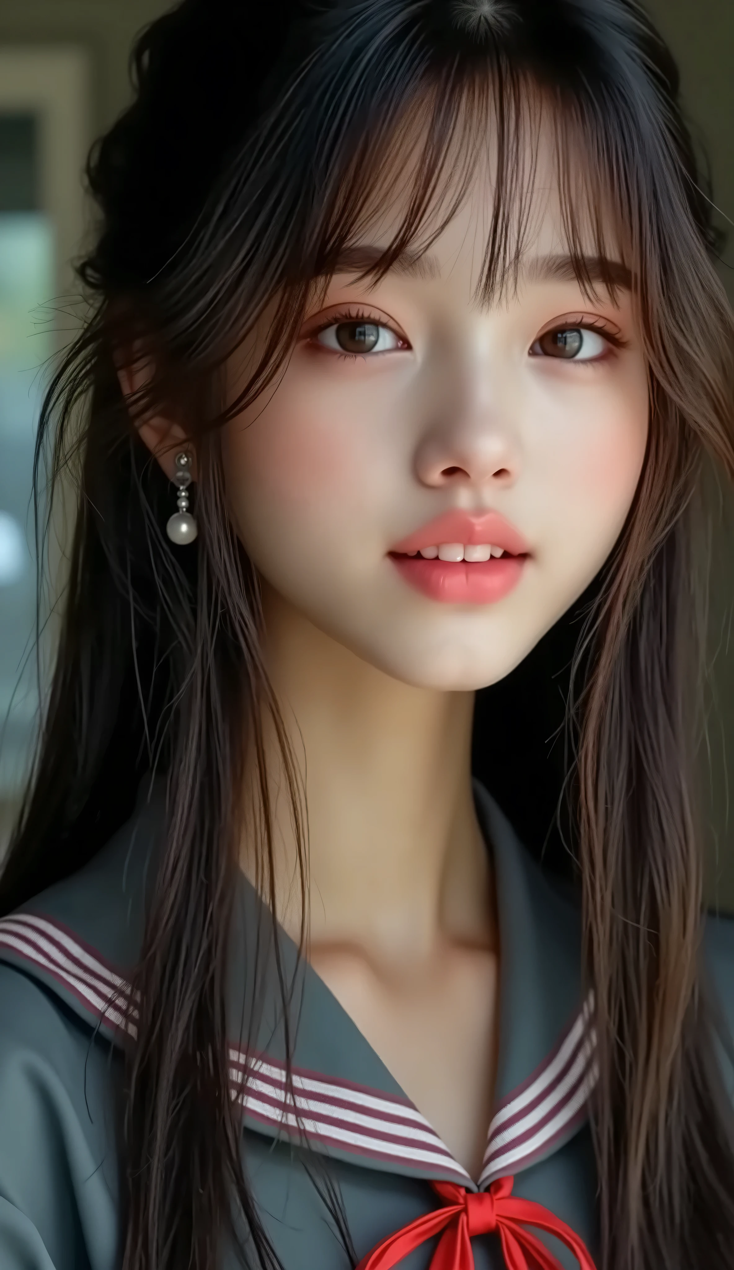 ultra high res, masterpiece, best quality, perfect glossy shiny skins, perfect lighting, detailed lighting, dramatic shadows, ray tracing, black sweater, looking at viewer, off shoulder, Big breasts, Exposed cleavage, nsfw, ((Dark background)), Sexy face, Facial expressions when receiving pleasure,