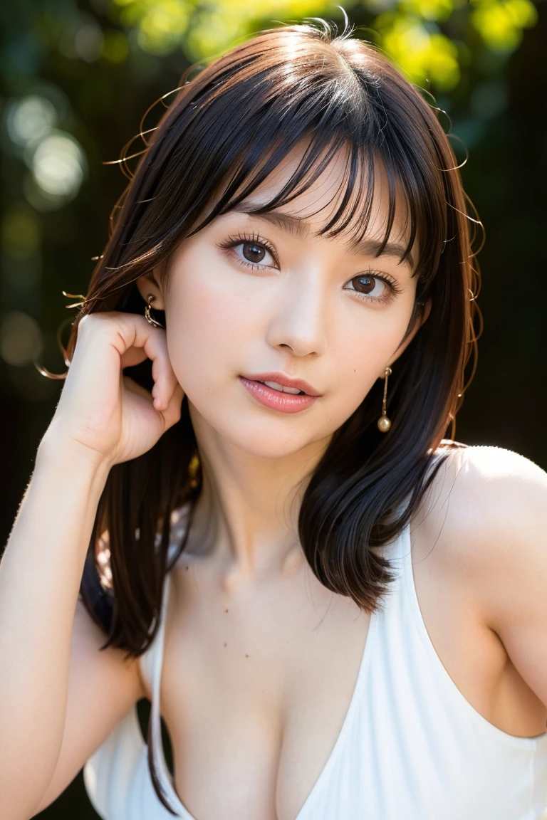 (table top, highest quality、High resolution:1.4、very attractive beauty、Adds intense highlights to the eyes、look closely at the camera:1.4、Beautiful woman full of charm、ideal body proportions、perfect anatomy、brunette short bob hair、shiny hair、bangs:2、光沢のあるbangs:2、lip gloss),1 girl, Report, light brown shiny hair, scarf,realistic, looking at the viewer、Please tilt your head slightly, bright colored crystal light blue eyes, short and shiny hair、 chest中央に穴の開いた白いタートルネックの衣装,chestの真ん中に丸い穴のあるセクシーな白いタートルネック ニット セーター、 lips, lip gloss, Upper body、Big eyes、eyelash、face is a little red、embarrassing)、((italian road in winter))、((short hair with Big eyess、Give students very powerful highlights、{Huge|big|Hugeな|mega} chest:1.6、very bigger chest、look at the audience、very beautiful beauty、show me your ears、long neck、smile、smile、Happy、beautiful teeth、口を開いてsmile、heart shaped eyes))、28 years old、very cute super model、bangs:1.8