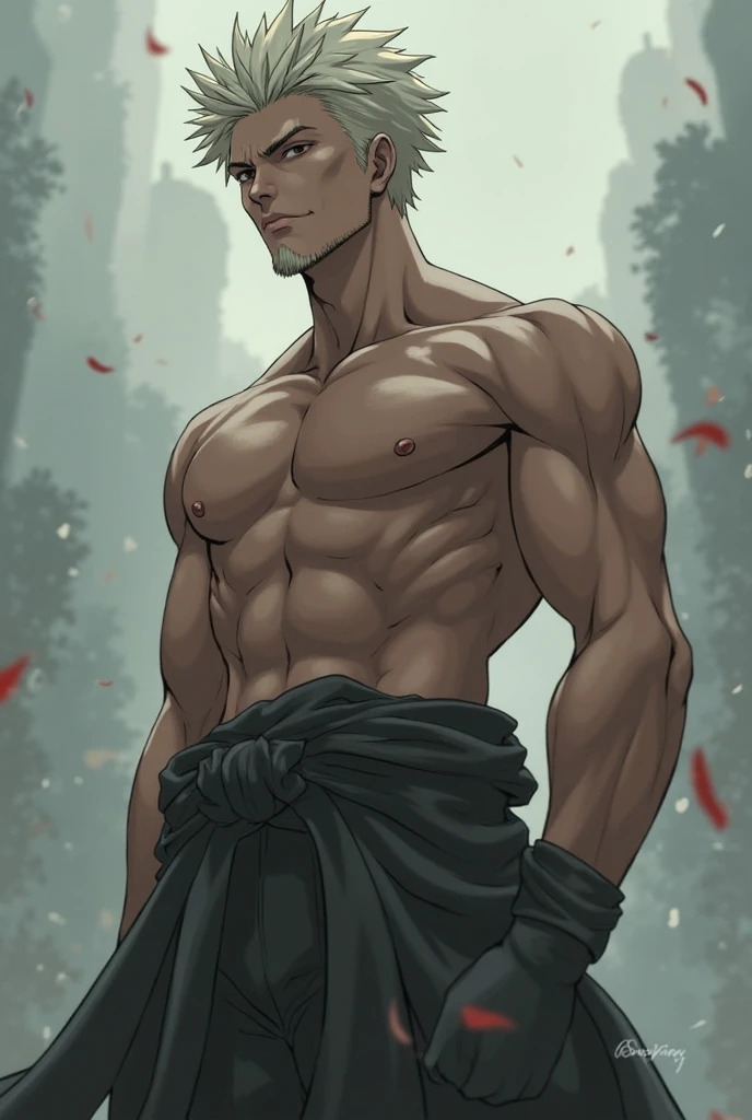Nude muscular Sosuke Yamazaki shows off his big ass, Mature, male, gorgeous body, sparkly skin, wet body, shirt with wet hair, Sleeves, Nude, in a magical forest, in water, Fireflies,