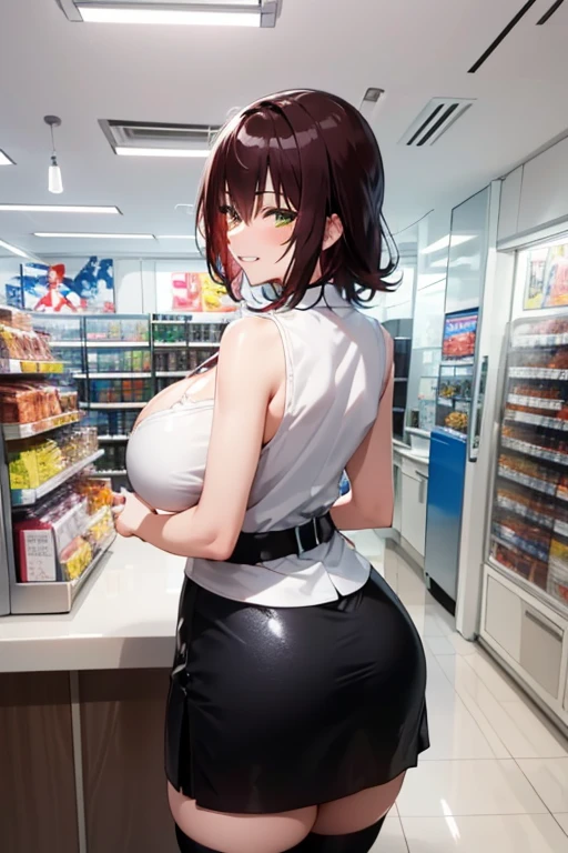 (8K、top-quality、​masterpiece:1.2)、(realisitic、ultra-detailliert、超A high resolution,,beautifull detailed face,perfect body,((nighttime)),perfect lighting,Constriction、Beautiful detailed skin、Skin Texture,1giri, very short hair,hair pin,track and field athlete with overall,in convenience store,drink water, scornful，follow me, nfsw, exposed breast, showing nipple, naked, sexy, lewd body, beautiful breast, perfect breast, ulta focus on breast, nude, naked, sweating, horny