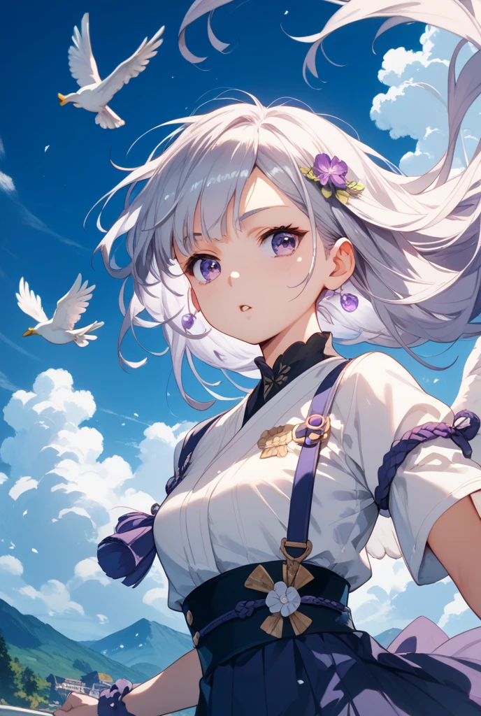 tmasterpiece,best qualtiy,cinematic Film still from,1girl,Floating in the sky,Cloud Girl,clouds,(closeup cleavage:1.1),brightly,cheerfulness,gentlesoftlighting,(bauhause,shape,lineworks),ancient wind,elegant