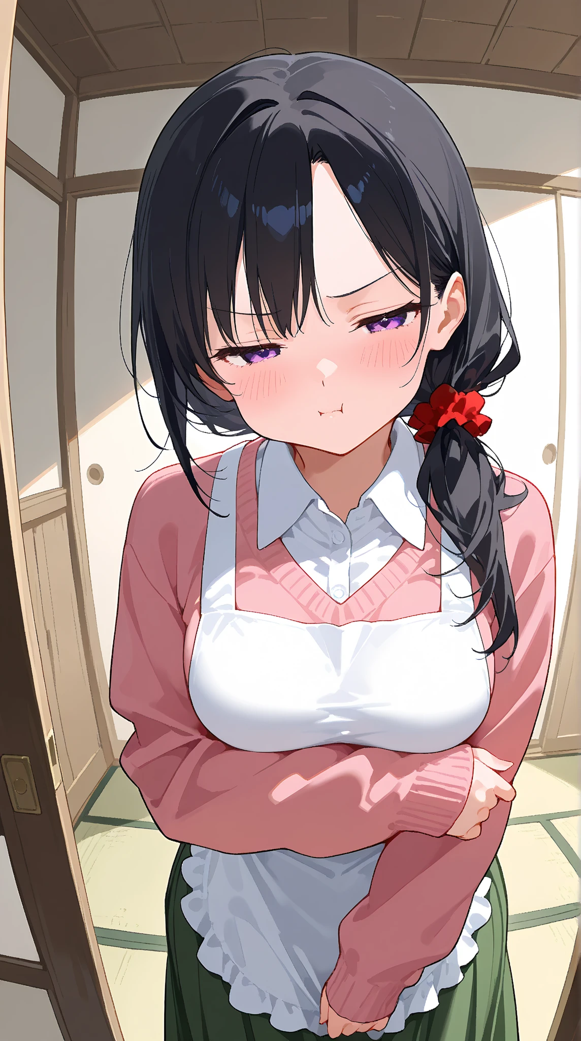 ふしだらなpajamas, 1 girl,Grab your chest with your hands,(mother and son:1.5),(kiss:1.2),(5 year old boy:1.4),((blush, afterwards:1.6)), (hug), (hug each other),{26 year old breastfeeding woman},despise,big breasts, theratio, My chest opened,beautiful nipples,unbalanced chest, standing nipples,Sweat,(( pajamas,open neckline:1.3)), {1 braid,black hair, women's hairstyle},super detailed face, fine eyes, double eyelid、Entrance to a dark bedroom, (A woman wearing open-chested clothes:1.5),front door,beautiful hands,wet skin,open your mouth,sigh through your mouth, hall々boy standing,Sweatだく,View from the front